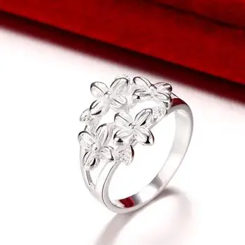 

Romantic Clover Lady Ring SPCR763-8 LKNSPCR763 Couple Wedding Rings Rings for Women Wholesale Silver Flower Rings