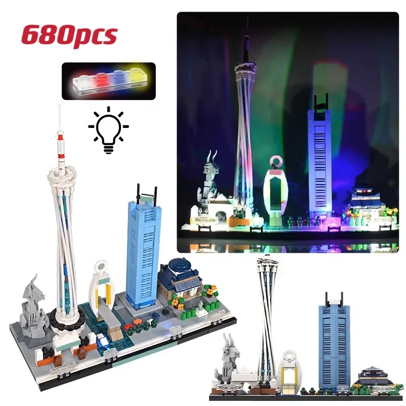 

680 шт., Детский конструктор «Город Гуанчжоу»