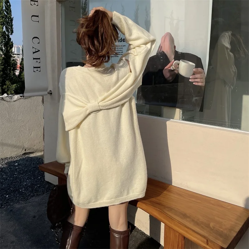 Ажурный вязаный свитер Ezgaga Женский шикарный однотонный Свободный пуловер с