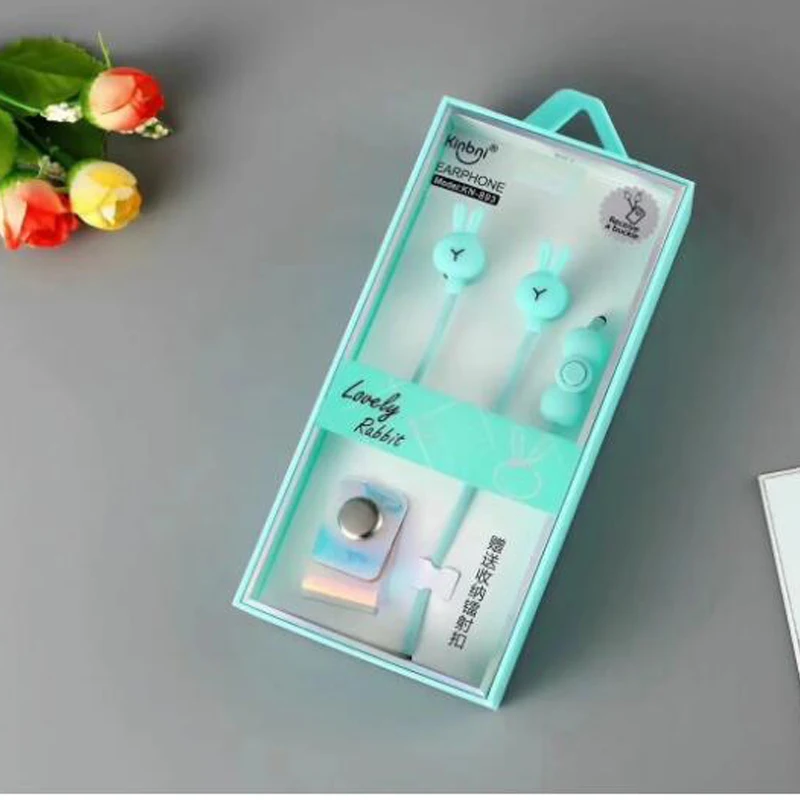 Проводной головной убор с мультяшным Кроликом наушники микрофоном для Xiaomi Samsung