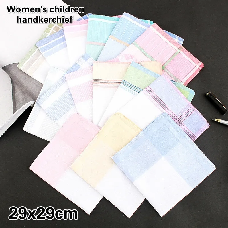 High Quality Cotton Yarn-dyed Female Handkerchief Go Out Travel Camping Portable Napkin Women Children Cleaning Towels Harajuku
