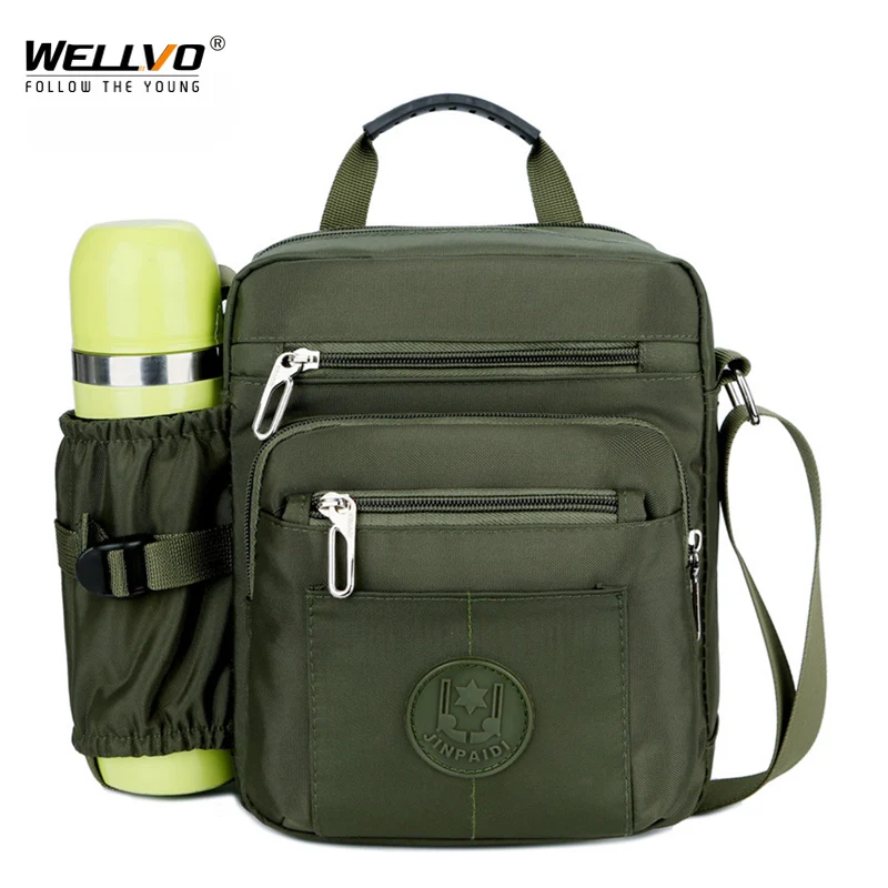 

Small Handbag Travel Water Cup Bag Nylon Men Shoulder Crossbody Male Army Green Bag Outdoor Messenger Casual Bags XA760ZC