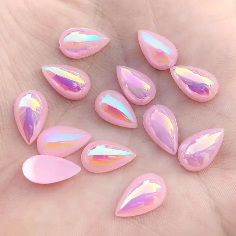 

8*13mm 400pcs AB Resin Rhinestones applique stones and crystal Gems Flatback For Costume Button Crafts -HA87*10