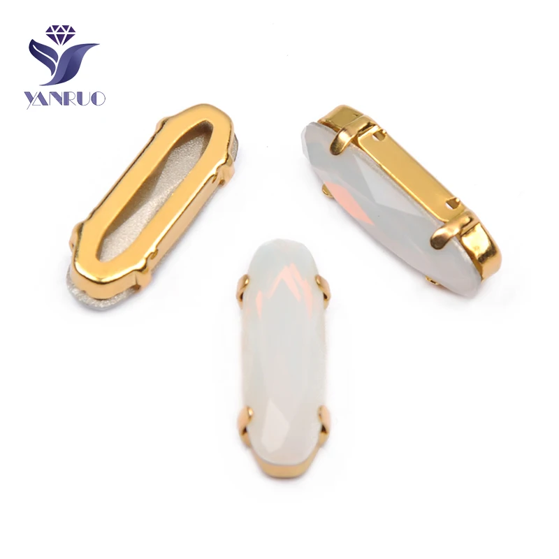 White Opal YANRUO 4161, удлиненные Стразы для багета, хрустальные причудливые камни с когтями, K9 точечные Стразы для рукоделия - Цвет: White Opal