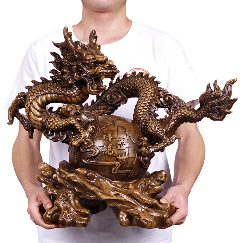 

Chinese dragon ornaments Dragon wood carving resin crafts Ornaments Zodiac Dragon Creative Home Decoration