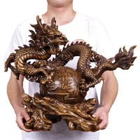 chinese dragon ornaments dragon wood carving resin crafts ornaments zodiac dragon creative home decoration