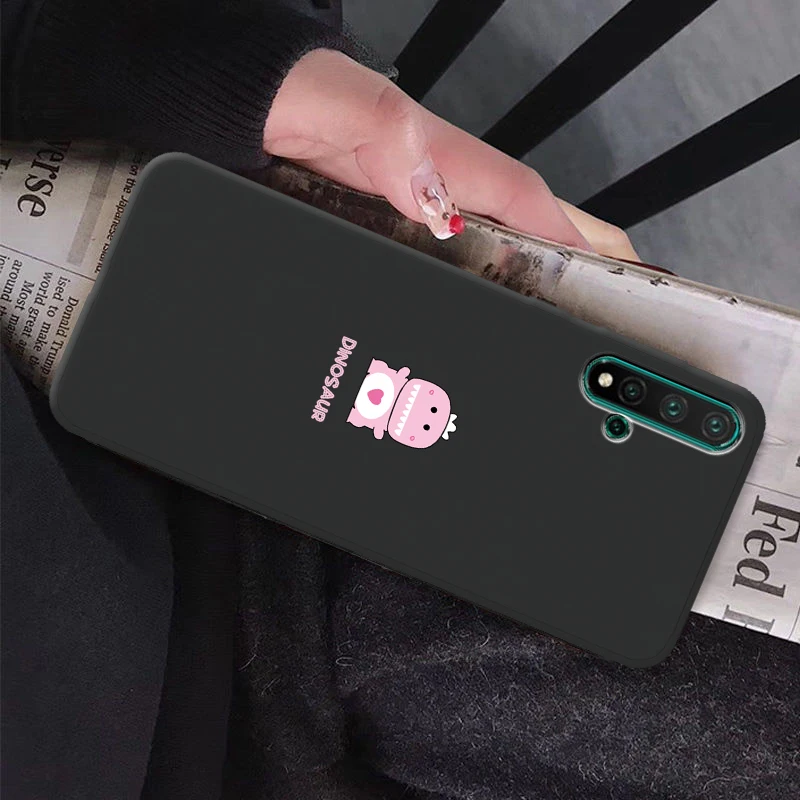 Милый мультяшный простой чехол для Huawei Nova 5 Pro Черный силиконовый с медведем