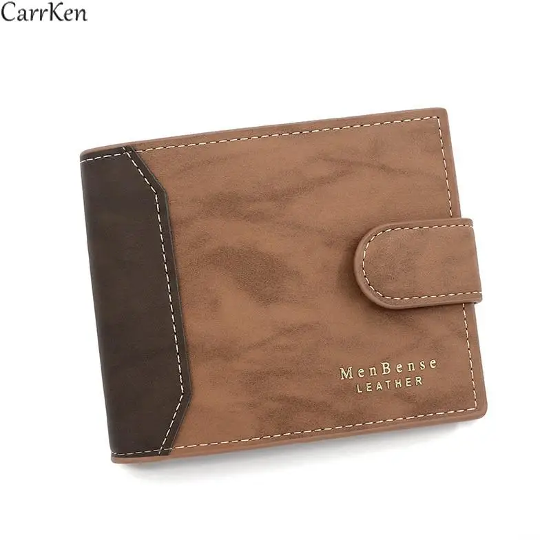 

Men's Wallet Short Male Purse Patchwork Clutch Money Bag Frosted Fabric Porte Monnaie Coin Pocket Card Holder Trifold Wallet Men