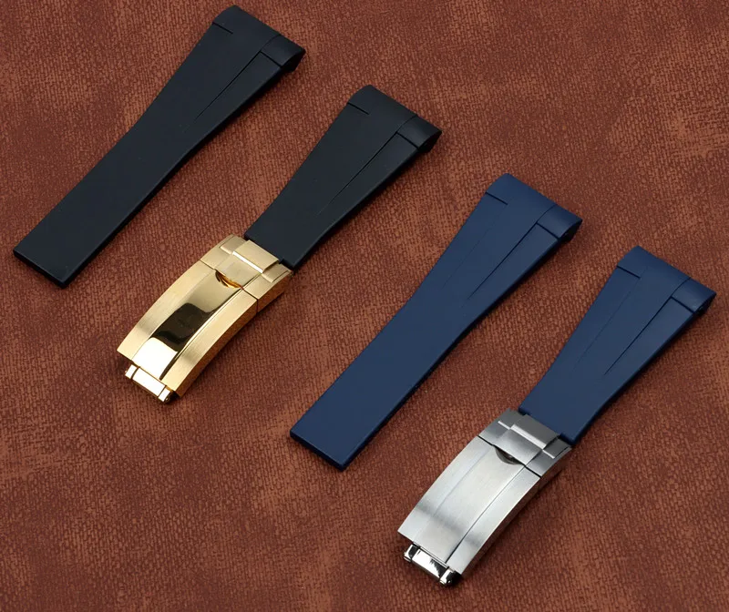 22mm Black Blue Red Green Curved End Soft Silicone Rubber Watchband For Role Strap D-Blue 126660 Sea-Dweller Bracelet Watch Band | Наручные