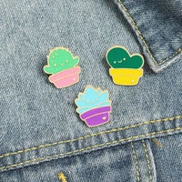 children jewelry cactus succulent plant enemal brooches bag lapel pin badge jewelry gift for kid friends