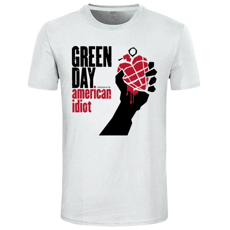 Мужская хлопковая футболка Rock N Roll зеленая в американском стиле хип-хоп большого