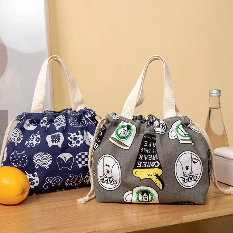 Водонепроницаемая переносная сумка для ланча из хлопка и льна изоляционная