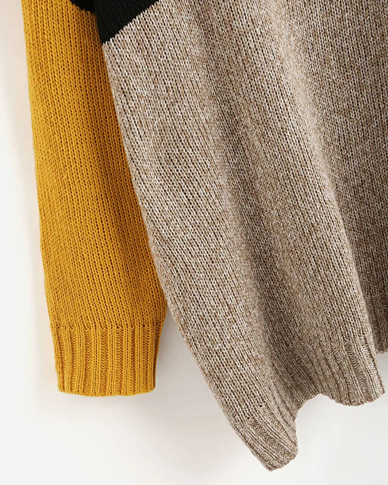 2019 new women's autumn and winter sweaters word collar color matching pullover sweater women | Женская одежда