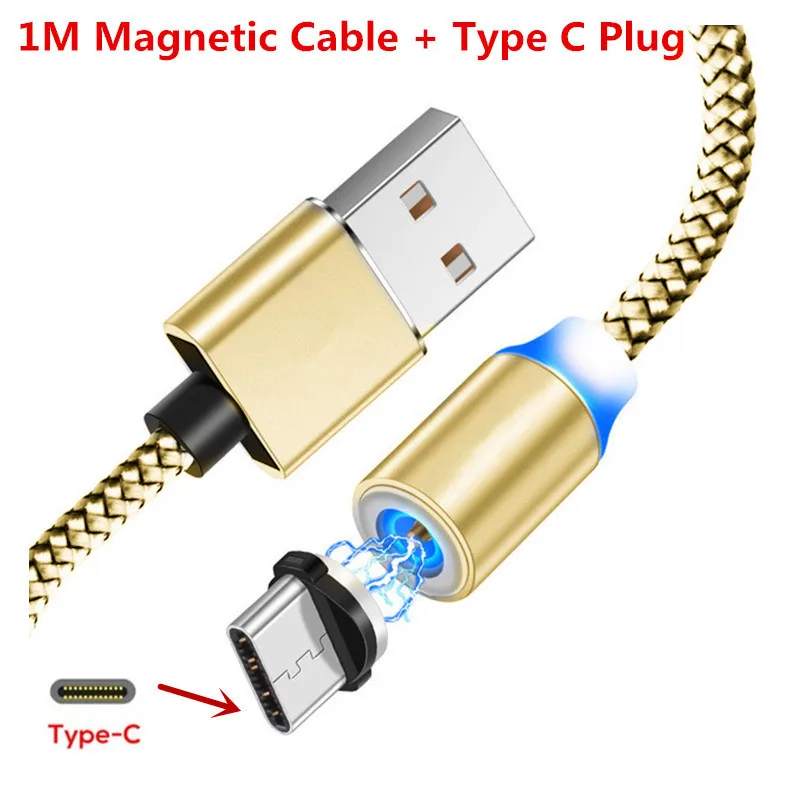 For Type C Gold Магнитный USB кабель QC 3,0 быстрая зарядка зарядное устройство для xiaomi redmi note 4 4x5 5a prime note 7 7s 6 pro s2 k20 3s mix max 2 3 2s - Цвет: For Type C Gold