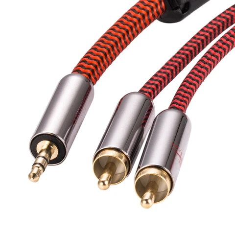 Hifi акустический кабель 1/8 "мини-джек 3,5 мм до Dual RCA автомобилей AUX PC усилитель наушников 3,5 до 2 RCA аудио кабель 1 м 2 м 3 м 5 м 10 м