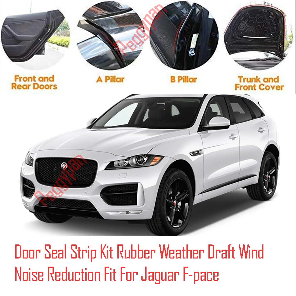 Door Seal Strip Kit Self Adhesive Window Engine Cover Soundproof Rubber Weather Draft Wind Noise Reduction Fit For Jaguar F-pace