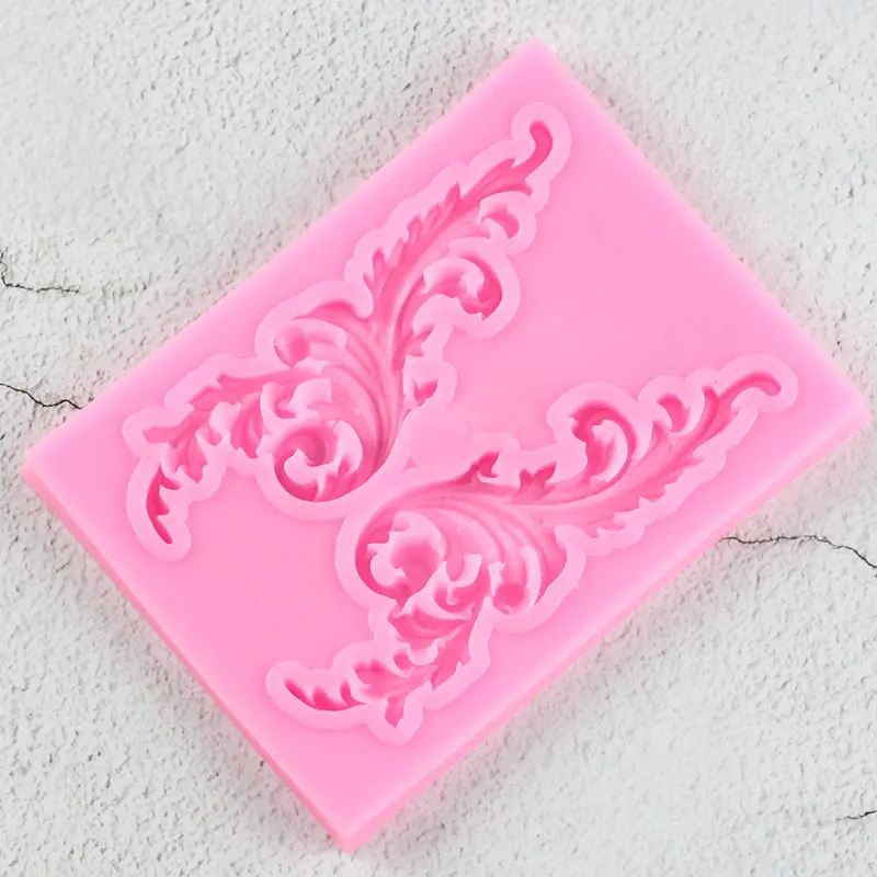 Барокко рельефные края прокрутки силиконовые формы свадебные кексы Topper