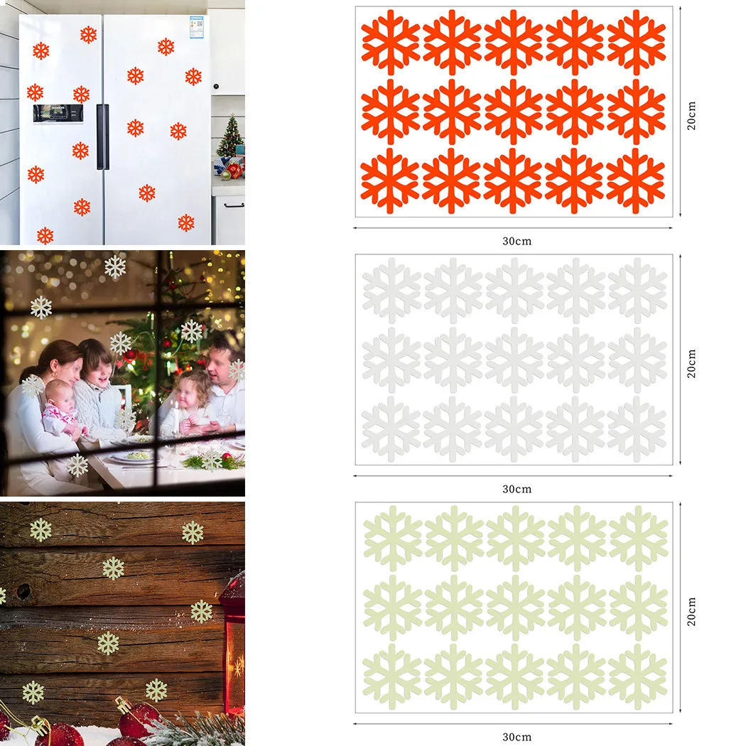 

1pc 30 X 20cm Christmas Glowing Wall Sticker Snowflake Clings Decals DIY Home Xmas Decoration Festival Stickers & Posters