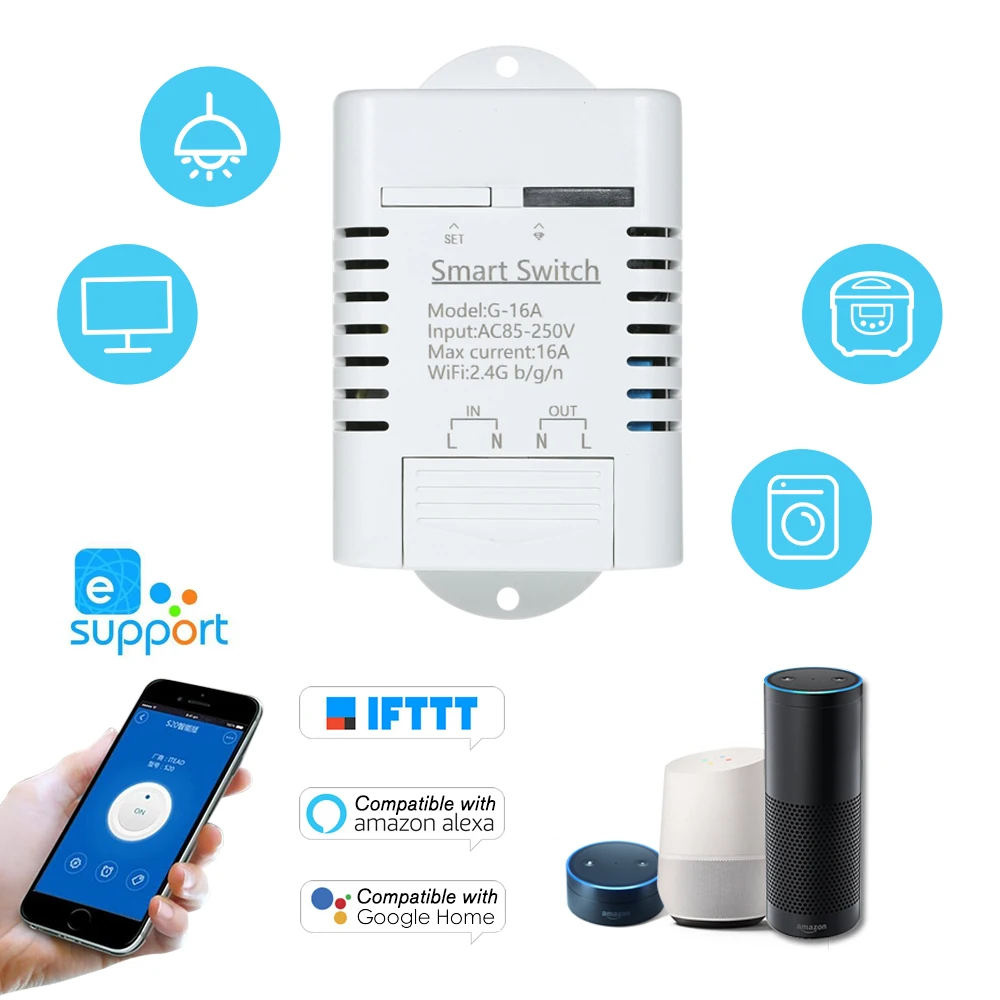 EWeLink умный переключатель Wi Fi 16A/3500W Беспроводной дистанционный таймера для Android/IOS