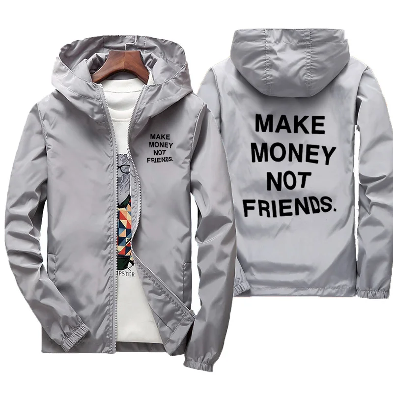 

Men's Jacket Impulsive Unfriend Printing Spring Summer Jacket Men's Street Hooded Sweater Thin Jacket Men's Casual Jacket S-7XL