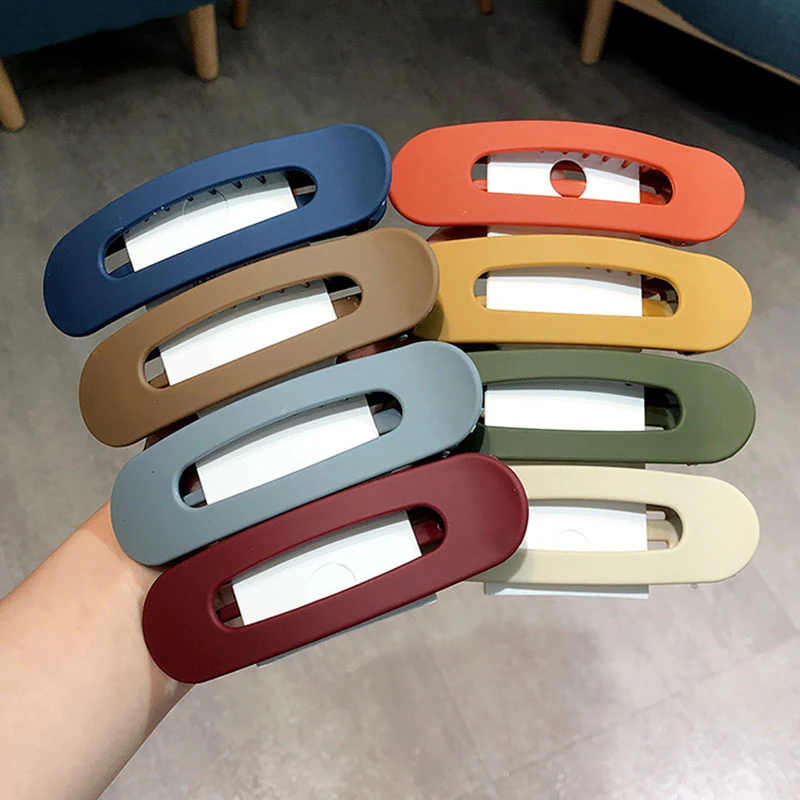 

Candy Colors Hair Clip Women 2021 Korean Fashion Frosted Hairpins Girls Large Barrettes Big Geometric Hairgrips Hair Accessories