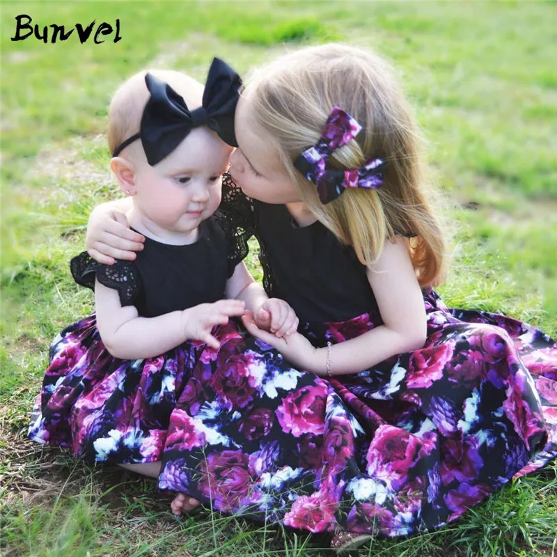 Платье для девочки с цветочным узором и кружевом | Мать ребенок