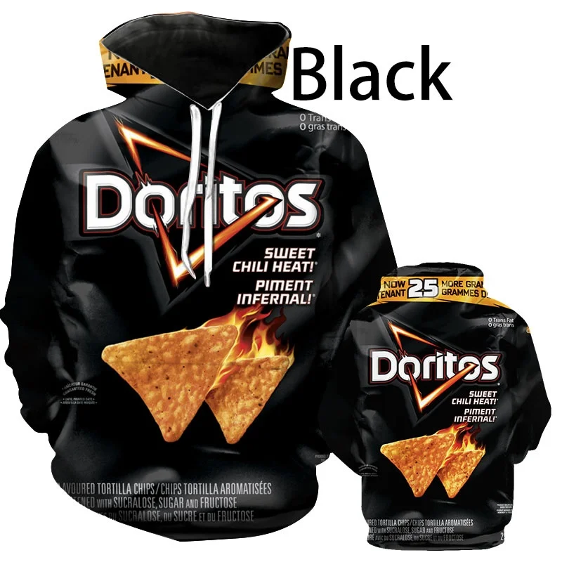 

3D Hoodie Food Snacks Print Loose Hooded Sports Casual Pullover
