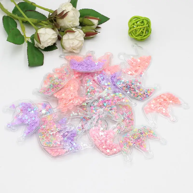 5 шт./лот прозрачные Аппликации из ПВХ в форме короны со свободными блестками