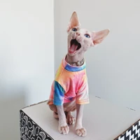 hairless cat clothing sphinx rainbow breathing sun proof t shirt pet clothing for dogs shirt