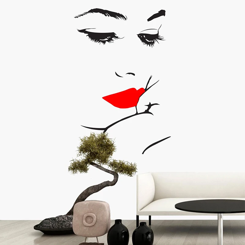 Модная одежда для девочек Face Beauty салонная Наклейка на стену губы рука виниловые