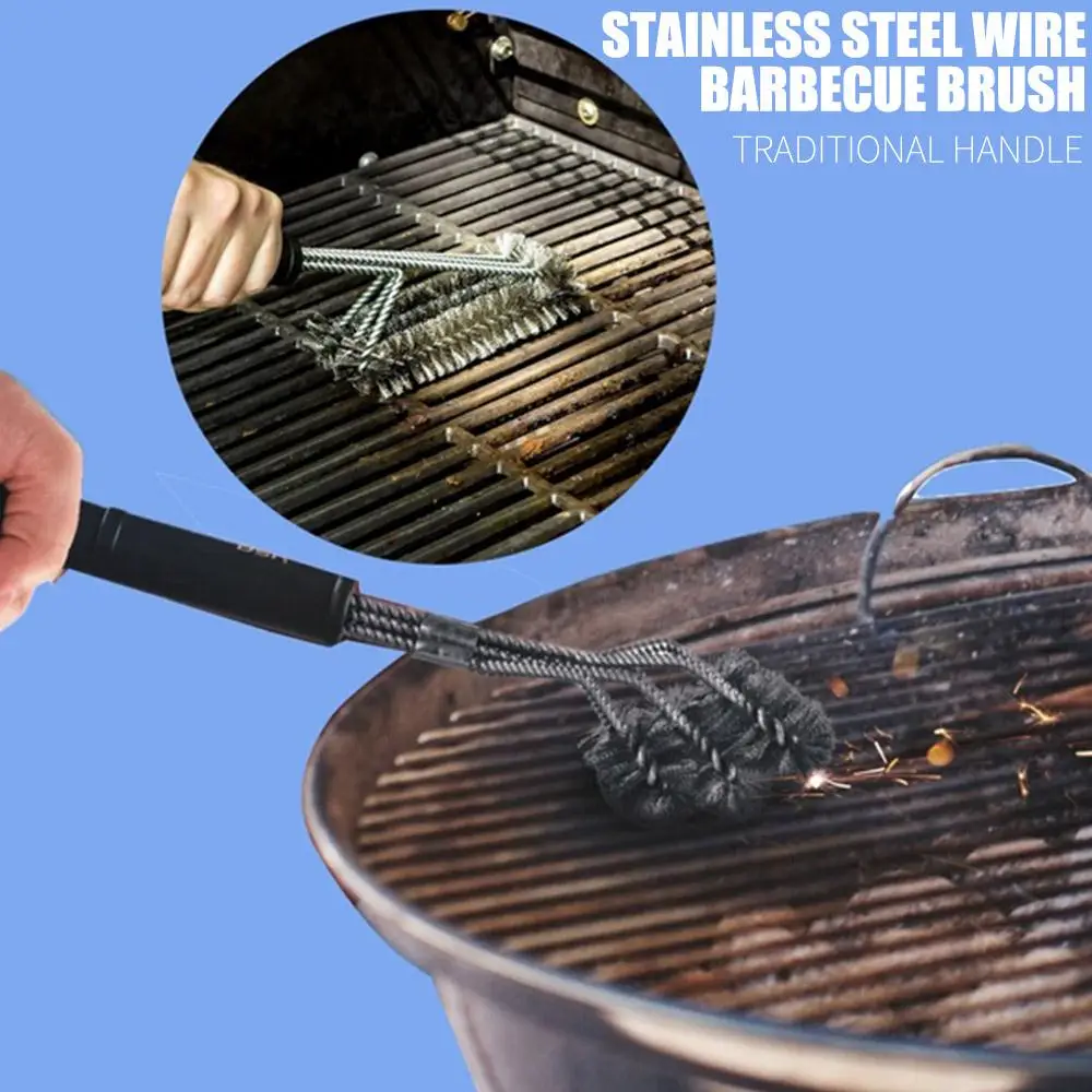 

Barbecue Cleaning Brush BBQ Grill Brush Economic Convenient 201 Stainless Steel Wire Black Kitchen Handle Home BBQ Brush Clean