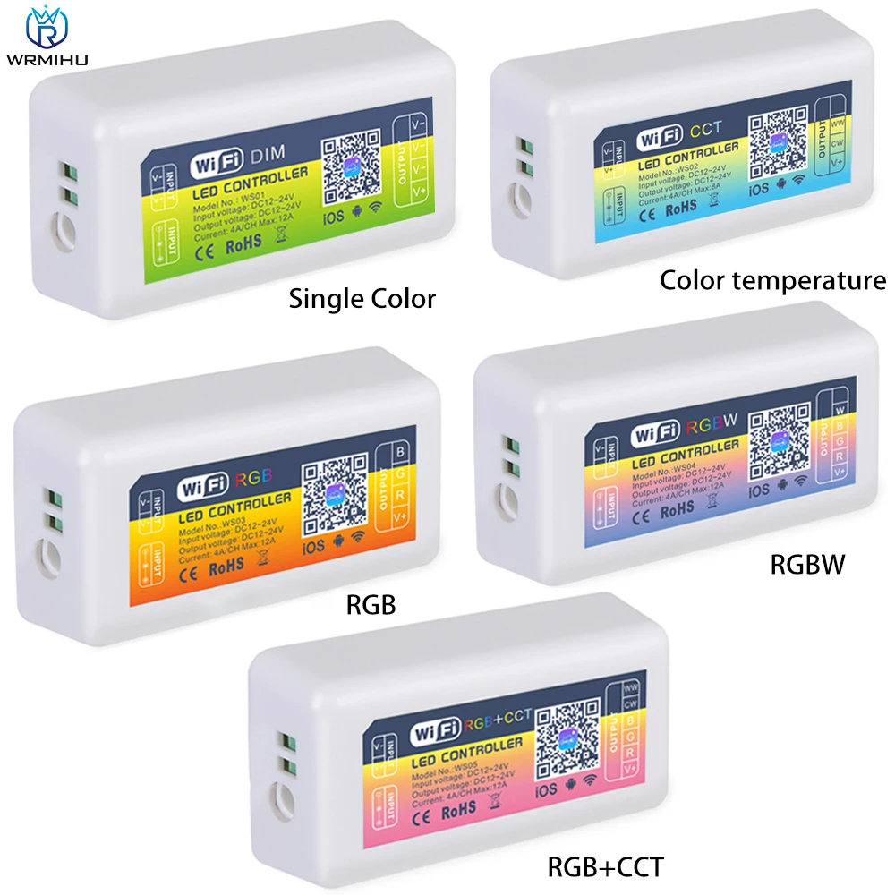 DC12-24V Smart Voice WIFI Controller Single Color/Color Temperature/RGB/RGBW/RGBCCT LED Light With Mobile APP Remotely Control