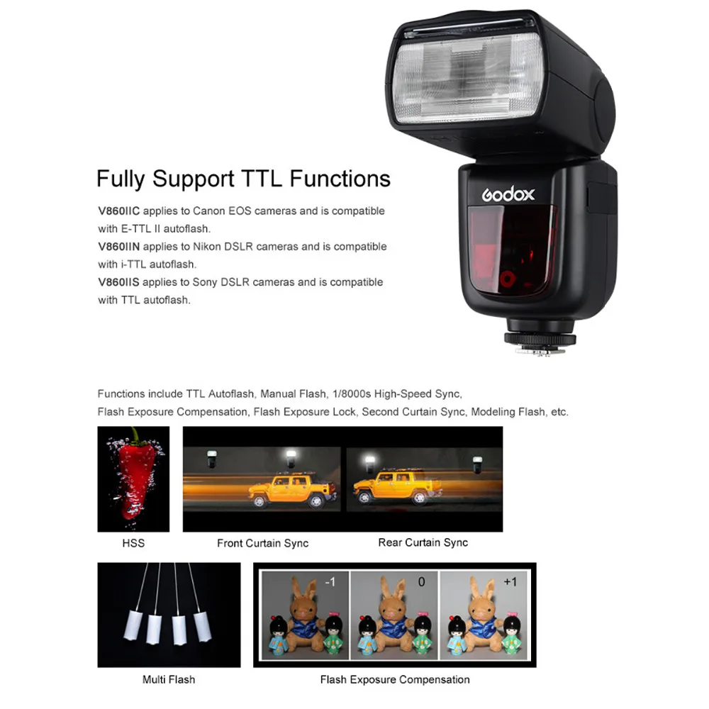 Godox Ving V860II V860II-S E-TTL фотокамер Speedlite HSS 1/8000 Li-Ion Батарея Вспышка для цифровой