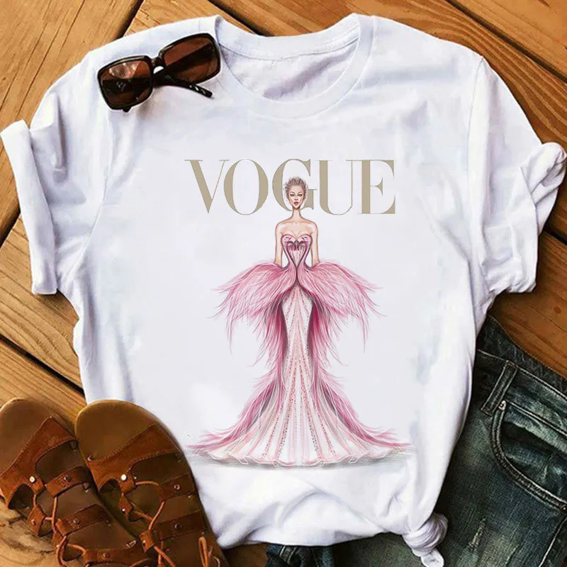 

Harajuku Women T shirts 2021 Fashion Aesthetic T-shirt Vogue Print Short Sleeve Tops Tees Casual Summer T Shirt Female Clothes