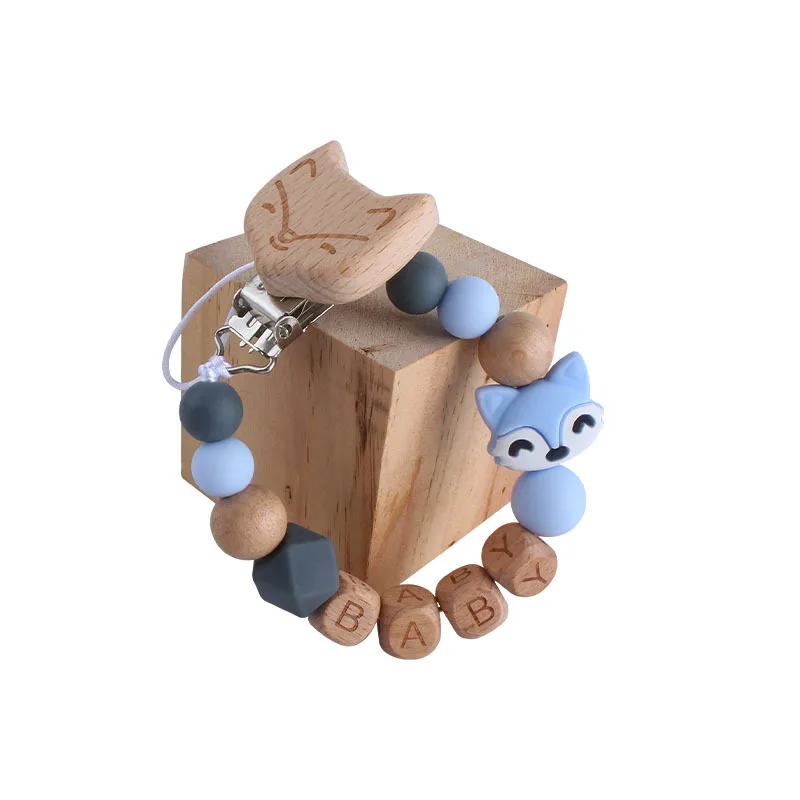 

New Baby Pacifier Clip Chain Wooden Beads Newborn Boy Girl Infant Soother Dummy Clips Pacifier Holder Toddler Baby Shower Gift