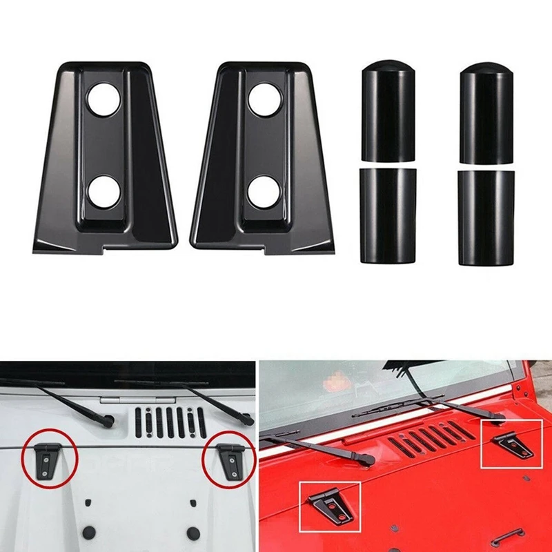 

ABS Front Engine Hood Hinge Cover Trim Set Garnish for Jeep Wrangler 2007-2018