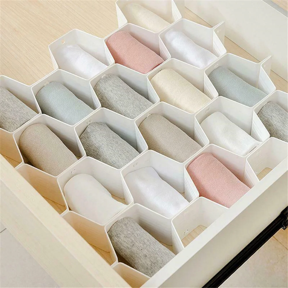 

2022 New Honeycomb Shape Drawer Organizer 8PCS Closet Dividers Plastic Partition For Small Clothing And Cosmetic Clapboard