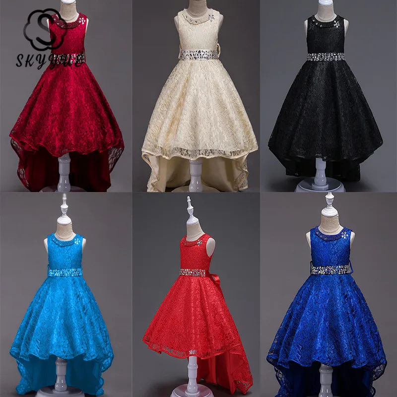 Skyyue платье с цветочным узором для девочек кружевное кристаллами бордовые синие