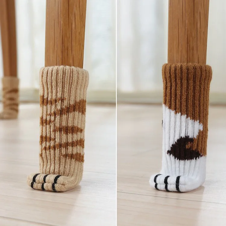 

24 PCS Acrylic Chair Legs Cover Floor Protection Non-slip Table Legs Knitted Furniture Feet Socks Home Furniture Protector