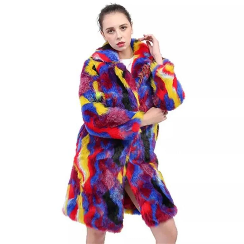 Women's fur coat new faux fox fur clothes mid-length fur suit collar winter autumn コート женская зимняя куртка jaqueta feminina