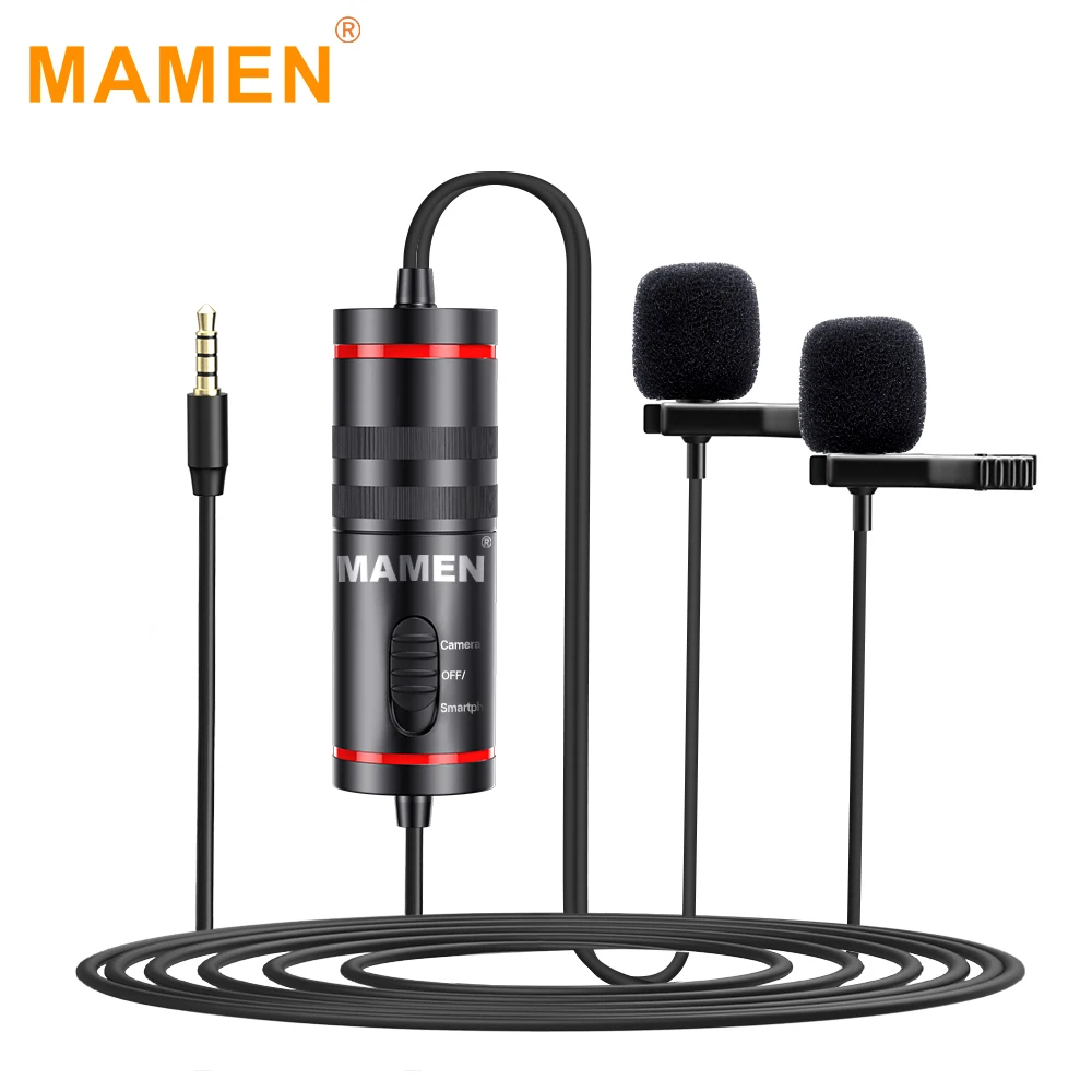 MAMEN KM D1 Pro 3 5 мм Lavalier микрофон с двумя микрофонами всенаправленный звукосниматель 6