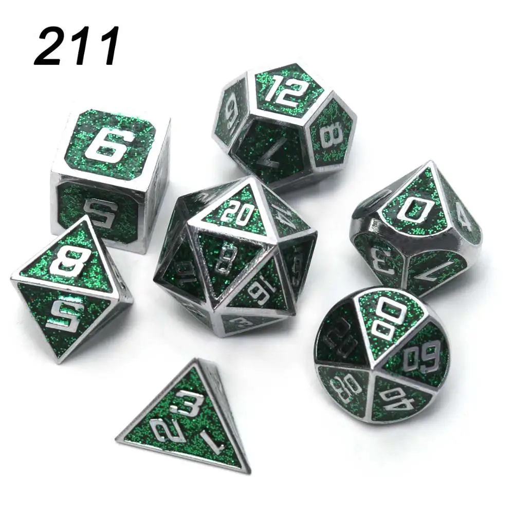 Chengshuo starlight металлические кости dnd Набор кубиков rpg многогранные Твердые подземелья и дракон настольные игры цинковый сплав зеленый d& d кости 7 шт - Цвет: 211