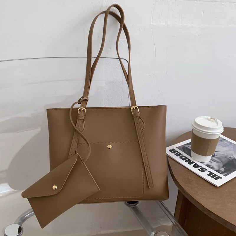 Женские сумки через плечо вместительная кожаная сумка на ремне с кошельком для