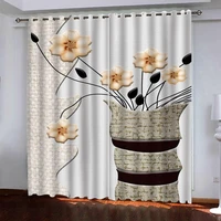 2020 curtains room 3d curtain window woven vase blackout curtains vintage style curtains good material blackout curtains