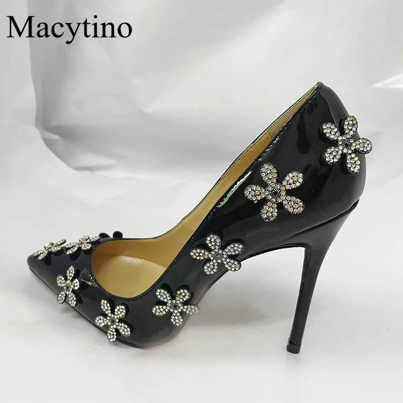 

Rhinestone flower design ladies high-heeled shoes pointed toe stiletto high-heeled shoes fashion party shoes