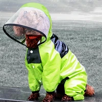 dog raincoat with hat green jumpsuit waterproof pet jacket four legged water resistant clothes for small big dogs xs 4xl size