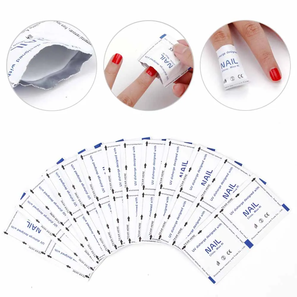 Обезжиривающее средство для снятия гель лака салфетки 100/200 шт приспособление