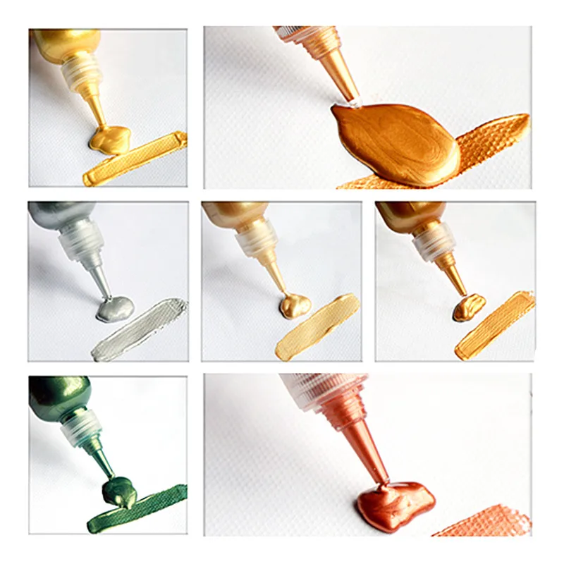 

60ml Acrylic Paint Gold Paint Metallic Waterproof Not Faded for Statuary Coloring DIY Hand Clothes Painted Graffiti Pigments