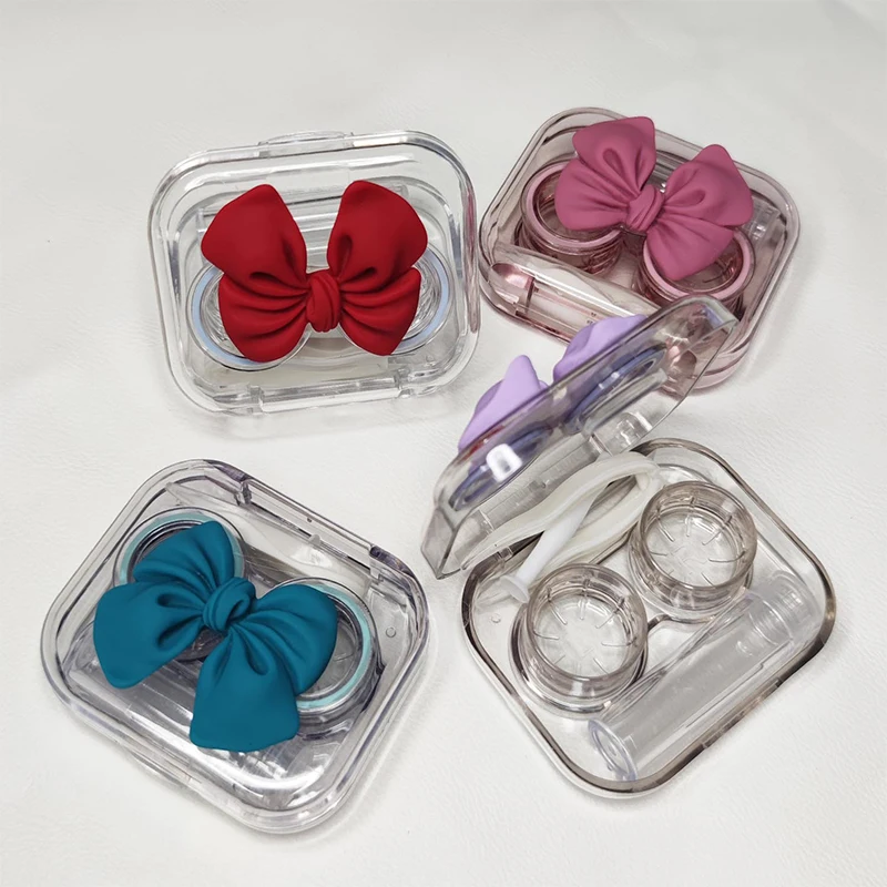 

Super Lovely Bowknot Contact Lens Glasses Case Portable Travel Set Eye Lenses Storage Box Women Cute Cartoon Color Container