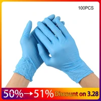100 pcs box disposable powder free industrial food safety 3mm translucent pvc gloves blue guantes vinilo luvas